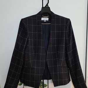 Calvin Klein Women's Black Windowpane Blazer